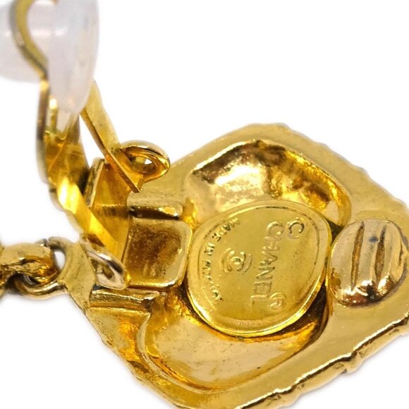Chanel Dangle Earrings Bow Rhombus Clip-On Gold - Picture 4 of 4
